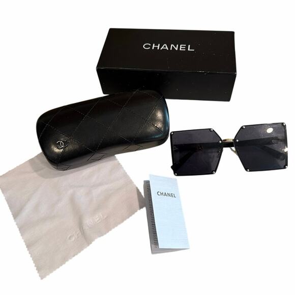 Chanel square sunglasses with case and box